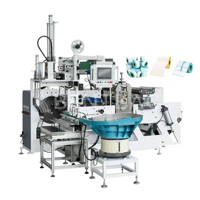 Auto Turret Rewind Machine Blank Lable Sticker 2 Spindles Glueless Turret Rewinder With Paper Core Feeder